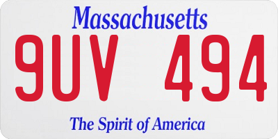 MA license plate 9UV494