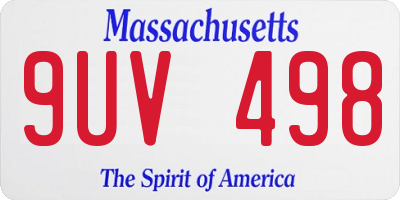 MA license plate 9UV498