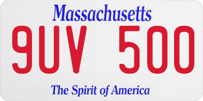 MA license plate 9UV500