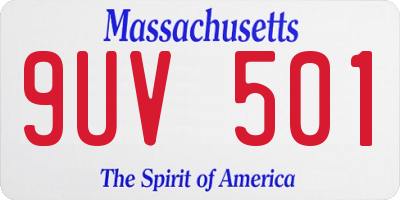 MA license plate 9UV501