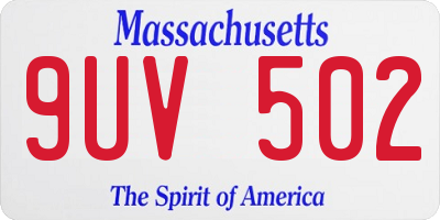 MA license plate 9UV502