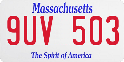 MA license plate 9UV503