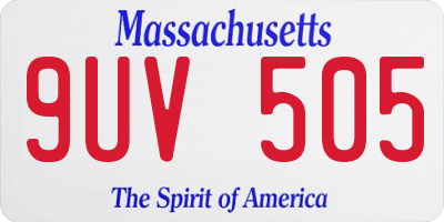 MA license plate 9UV505