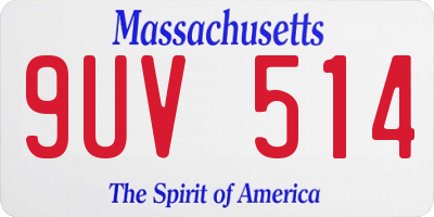 MA license plate 9UV514