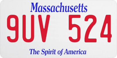 MA license plate 9UV524