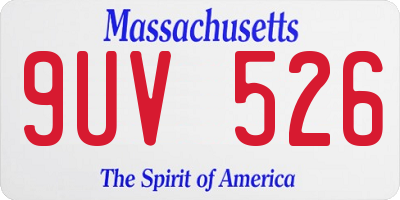 MA license plate 9UV526