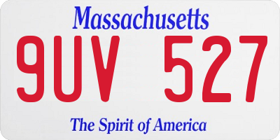 MA license plate 9UV527