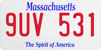 MA license plate 9UV531