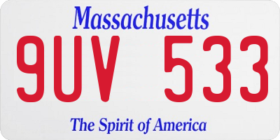 MA license plate 9UV533