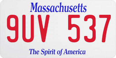 MA license plate 9UV537