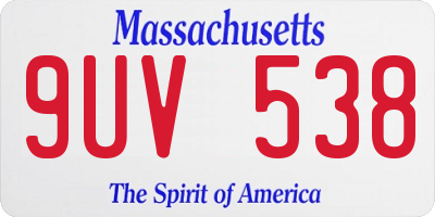 MA license plate 9UV538
