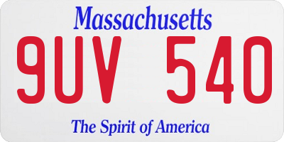 MA license plate 9UV540