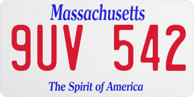 MA license plate 9UV542