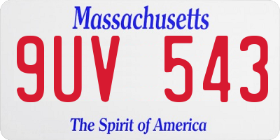 MA license plate 9UV543