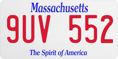 MA license plate 9UV552