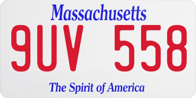 MA license plate 9UV558