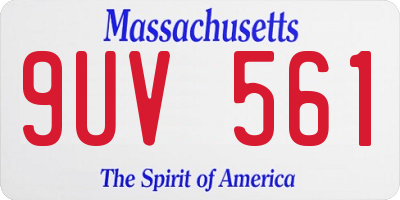 MA license plate 9UV561