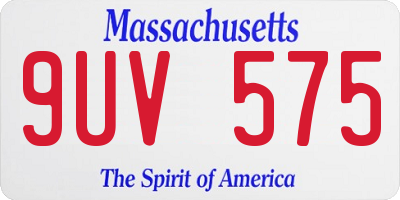 MA license plate 9UV575