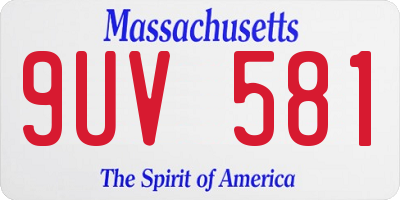 MA license plate 9UV581