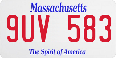 MA license plate 9UV583