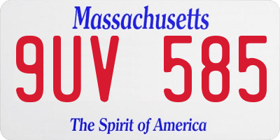 MA license plate 9UV585