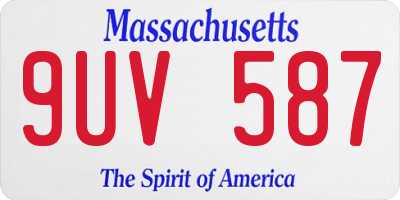 MA license plate 9UV587