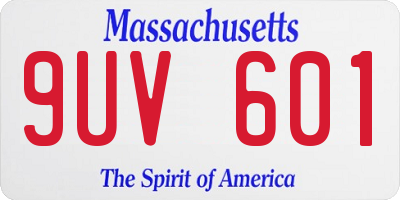 MA license plate 9UV601