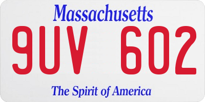 MA license plate 9UV602