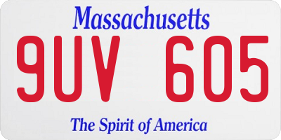 MA license plate 9UV605