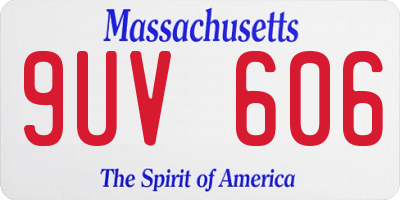 MA license plate 9UV606