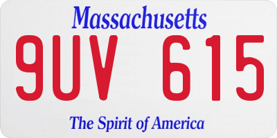 MA license plate 9UV615