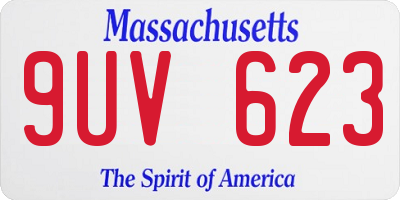 MA license plate 9UV623
