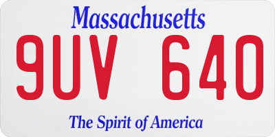 MA license plate 9UV640