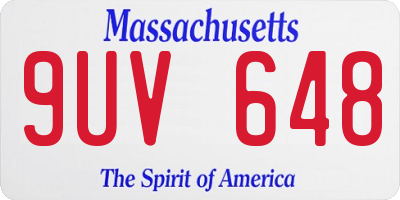 MA license plate 9UV648