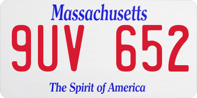 MA license plate 9UV652