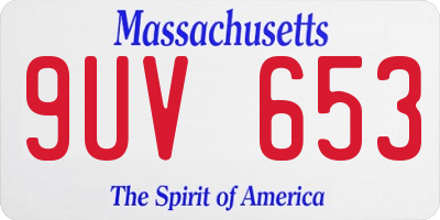 MA license plate 9UV653