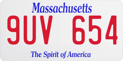 MA license plate 9UV654