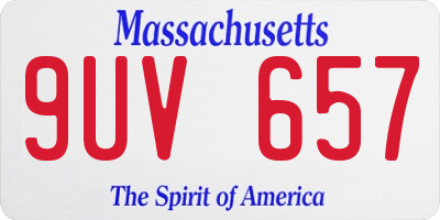 MA license plate 9UV657