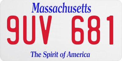 MA license plate 9UV681