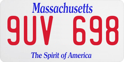 MA license plate 9UV698