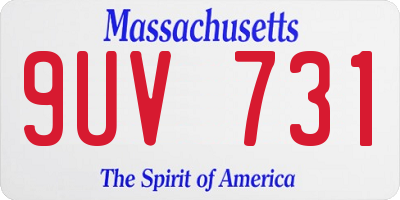 MA license plate 9UV731