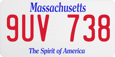 MA license plate 9UV738