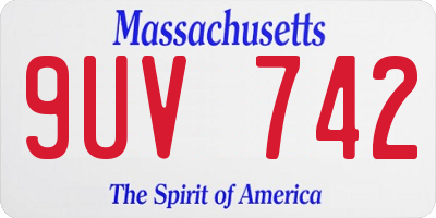 MA license plate 9UV742