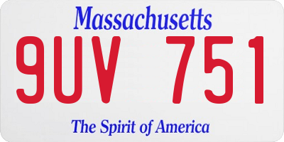 MA license plate 9UV751