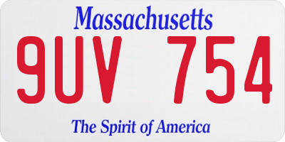 MA license plate 9UV754