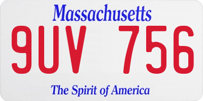 MA license plate 9UV756