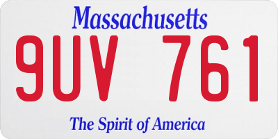 MA license plate 9UV761