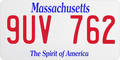 MA license plate 9UV762