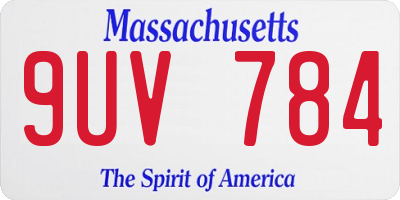 MA license plate 9UV784