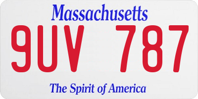 MA license plate 9UV787